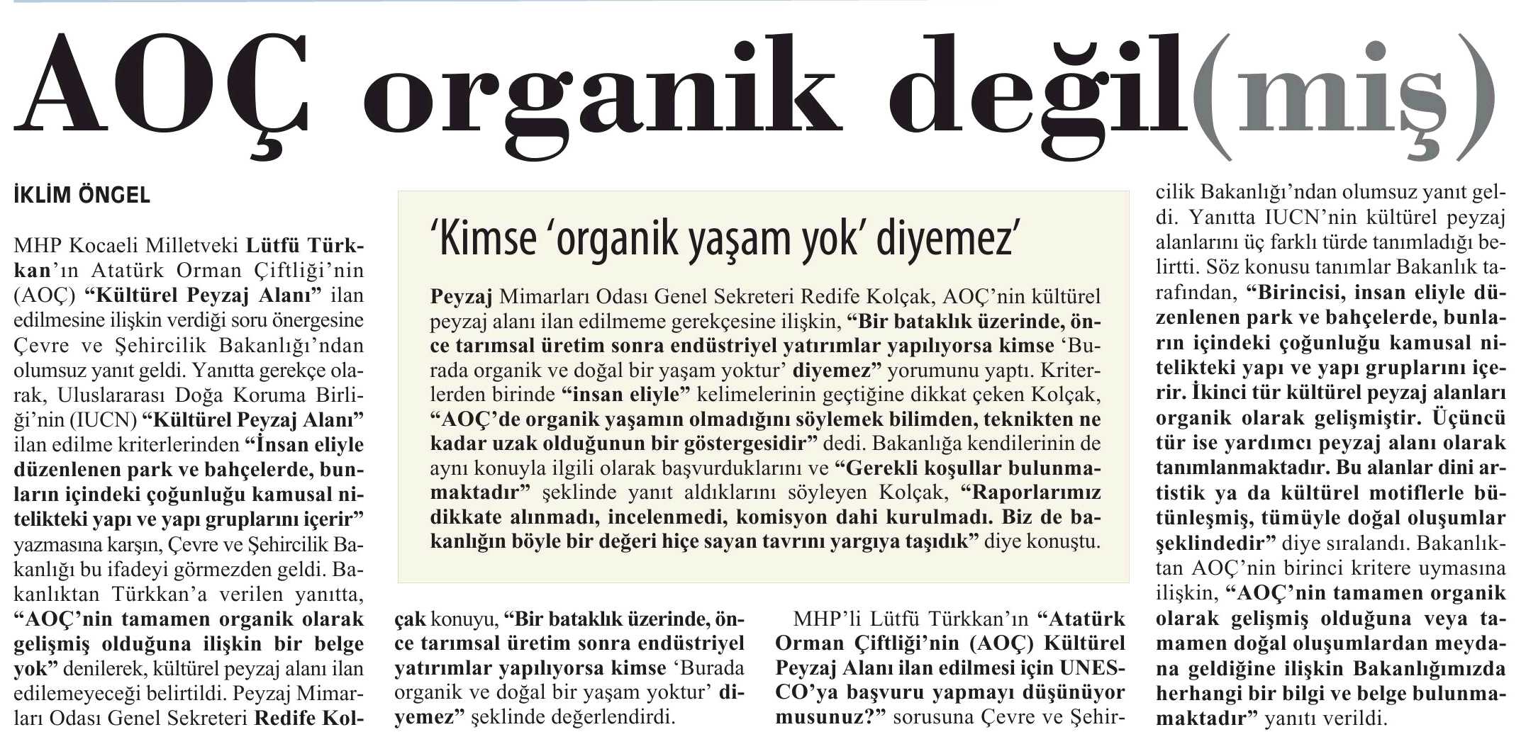 AOÇ İNORGANİK(MİŞ) - CUMHURİYET ANKARA / 31.10.2012
