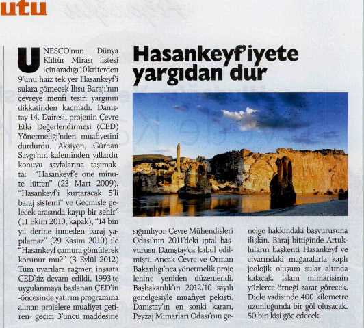 HASANKEYF`İYETE YARGIDAN DUR - AKSİYON 15.01.2013