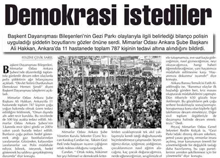 DEMOKRASİ İSTEDİLER-ANKARA BAŞKENT GAZETESİ/06.06.2013