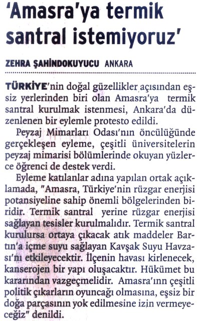 BİRGÜN 03.02.2008 "AMASRA' YA TERMİK SANTRAL İSTEMİYORUZ"