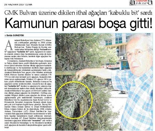 CUMHURİYET ANKARA 29.06.2007 "KAMUNUN PARASI BOŞA GİTTİ! "