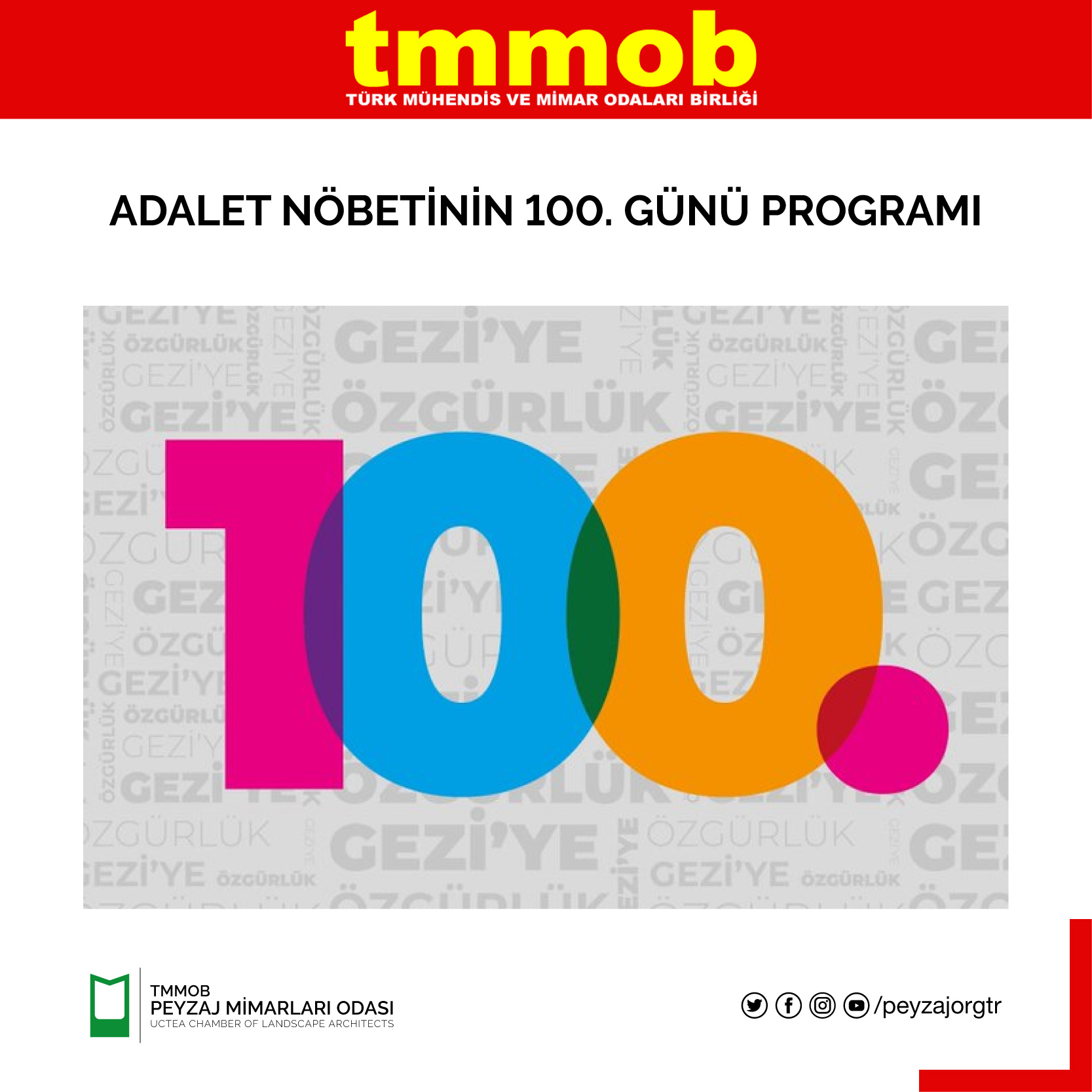 TMMOB İKK | ADALET NÖBETİNİN 100. GÜNÜ PROGRAMI