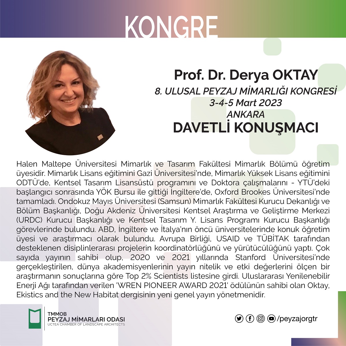 KONGRE | PROF. DR. DERYA OKTAY- DAVETLİ KONUŞMACI