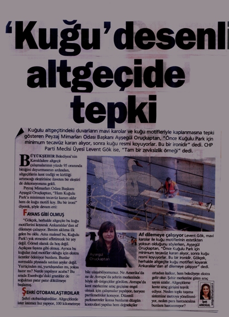 HÜRRİYET 20.02.2007 "'KUĞU' DESENLİ ALTGEÇİDE TEPKİ"