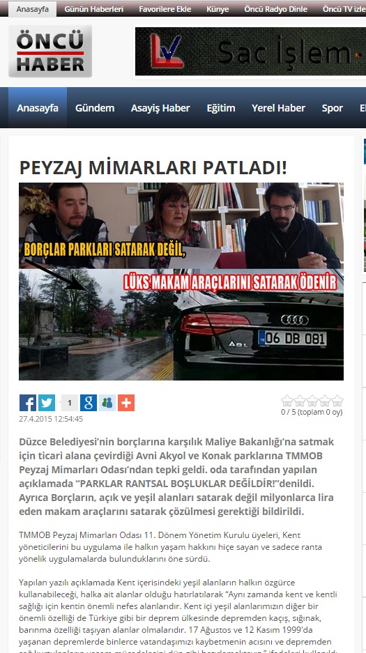 PEYZAJ MİMARLARI PATLADI! 27.04.2015 / ÖNCÜ HABER